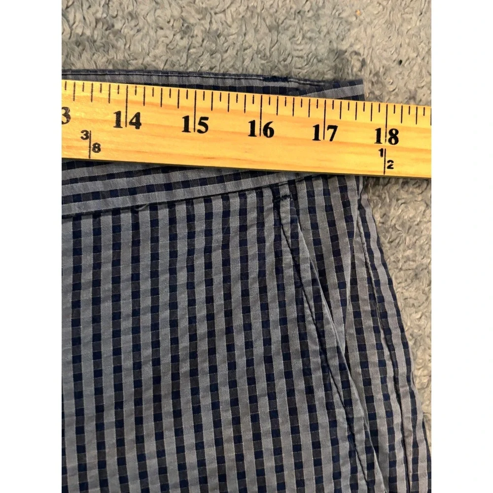 Banana Republic Emerson Shorts Mens 34 Blue Gingham Check Cotton Flat Front 10